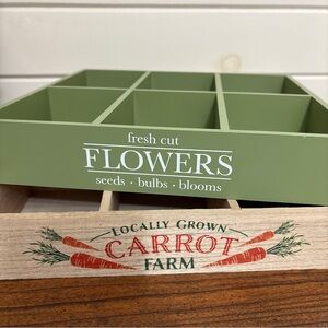 (2) Spring Decor Trays Fresh Cut Flowers and Locally Grown Carrots